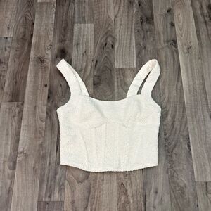 H&M cream white boucle corset bustier top